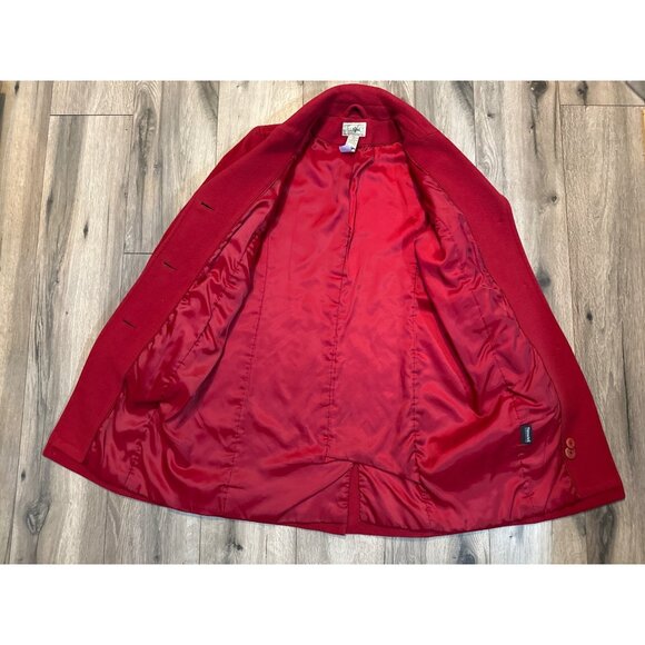 L.L. Bean Womens LambsWool Red Button Classic PeaCoat Size 8 Regular QHTH2 Thins - Picture 11 of 11